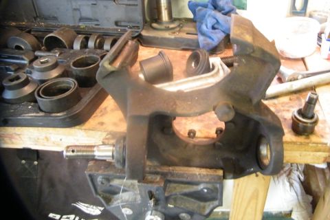 1989 Ford Bronco - New upper joint pressed in. Look in far middle and you can see the press and cup I used to get it in. Take the grease cap off the ball join…