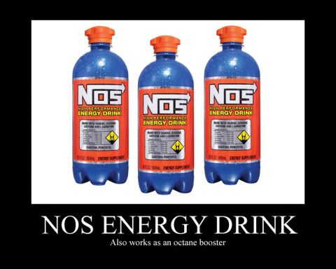 2000 Mercury Grand Marquis - This image displays three bottles of NOS energy drink, with text indicating it functions as an octane booster.