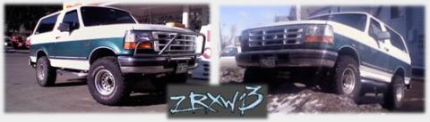 1996 Ford Bronco - This 1996 Ford Bronco features a distinctive two-tone paint scheme and a front brush guard.
