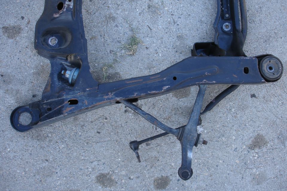 Subframe with suspension components on concrete