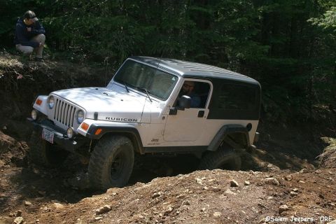 2005 Jeep Wrangler - A 2005 Jeep Wrangler Rubicon tackles a challenging off-road trail.