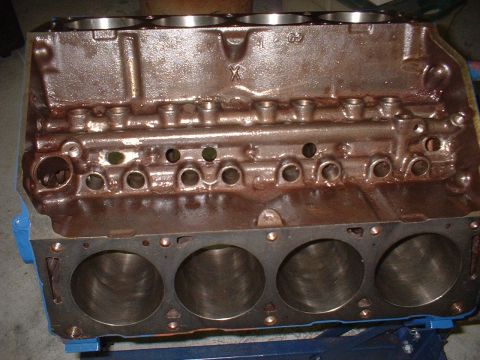 1969 Ford Torino - This is a close-up view of an engine block, showing the cylinder bores and internal casting details.