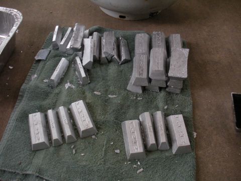1996 Ford Bronco - Metal ingots are laid out on a towel, ready for casting or reloading.