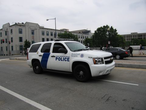 1991 Ford Crown Victoria - Federal Protective Service police SUV with Homeland Security markings on the side.