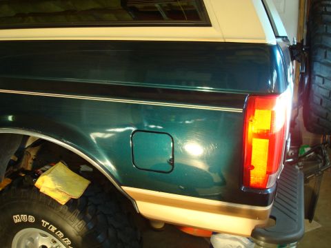 1995 Ford Bronco - About 2 inches in front of the gas lid to the end of the quarter panel is what I compounded! In front of the gas lid you can see a slight l…