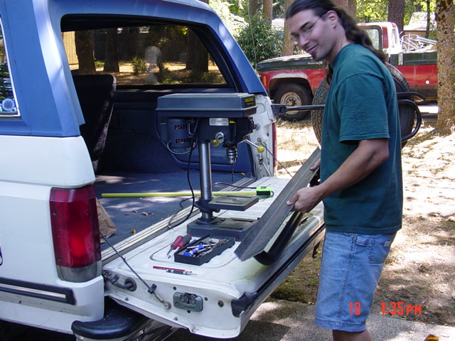 Tim gettin ready to drill the other side.