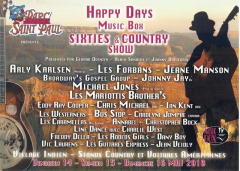 1991 Ford LTD Crown Victoria - Promotional poster for a Happy Days Music Box Sixties and Country show, listing performing artists.