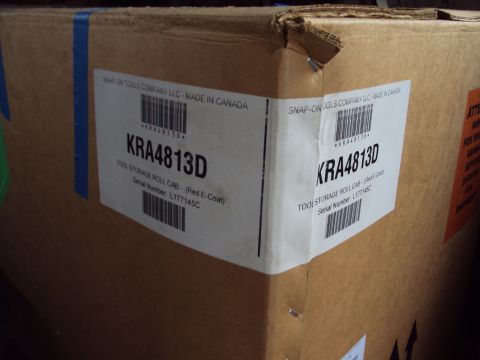 1993 Ford Probe - A cardboard box is shown with labels indicating it contains a red Snap-On tool storage roll cab.