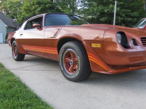 1980 Chevrolet Camaro - A brown 1978 Chevrolet Camaro is parked on a driveway, showing its distinctive side stripes and fender vents.