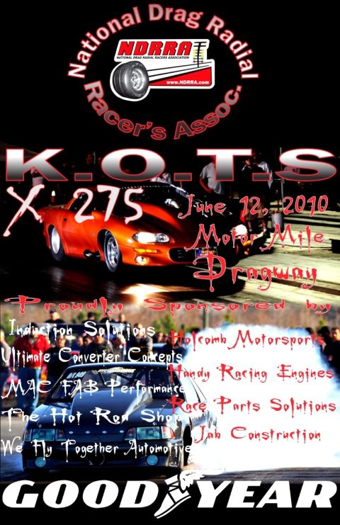 1992 Ford Mustang - A drag car performs a burnout at the K.O.T.S. X275 event on June 12, 2010.