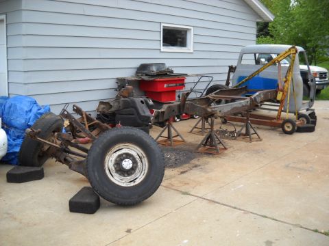 1954 Ford F-100 - Well I'm just about finished tearing down the 54. I still need to cut the U-bolts off of both differentials and pull a couple more brackets…