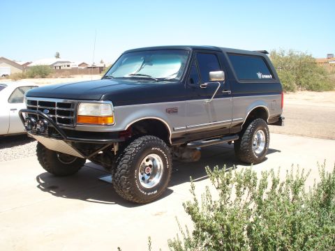 1994 Ford Bronco - This modified 1994 Ford Bronco features a custom front bumper and appears to be lifted.