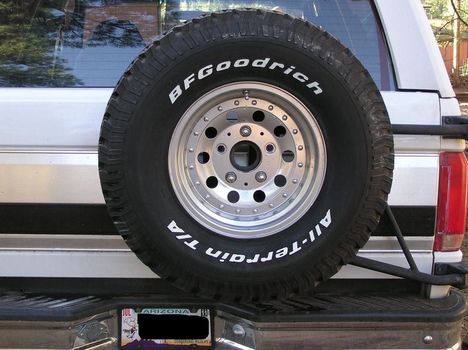 1993 Ford Bronco rear spare tire with BFGoodrich All-Terrain T/A tire