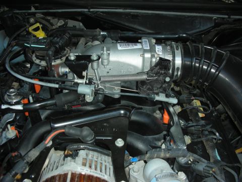 2004 Ford Crown Victoria - Close-up view of engine components, including the intake manifold and throttle body.