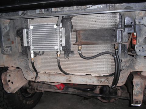 1991 Ford Bronco - Transmission cooler installed in front of the radiator on a 1991 Ford Bronco.