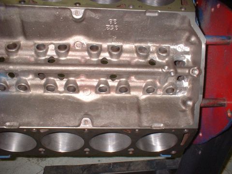1968 Ford Mustang - Drilled ALL oil galley holes, tapped & installed pipe plugs. Cleaned up casting flash & opened up return holes.