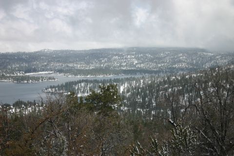1991 Ford Bronco - A winter scene of a lake surrounded by snow-covered trees under a cloudy sky. The Supermotors.net logo is visible in the lower right corner.