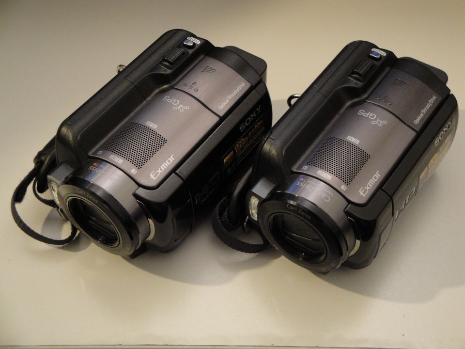 Two Sony Handycam camcorders with Exmor sensors and Carl Zeiss lenses
