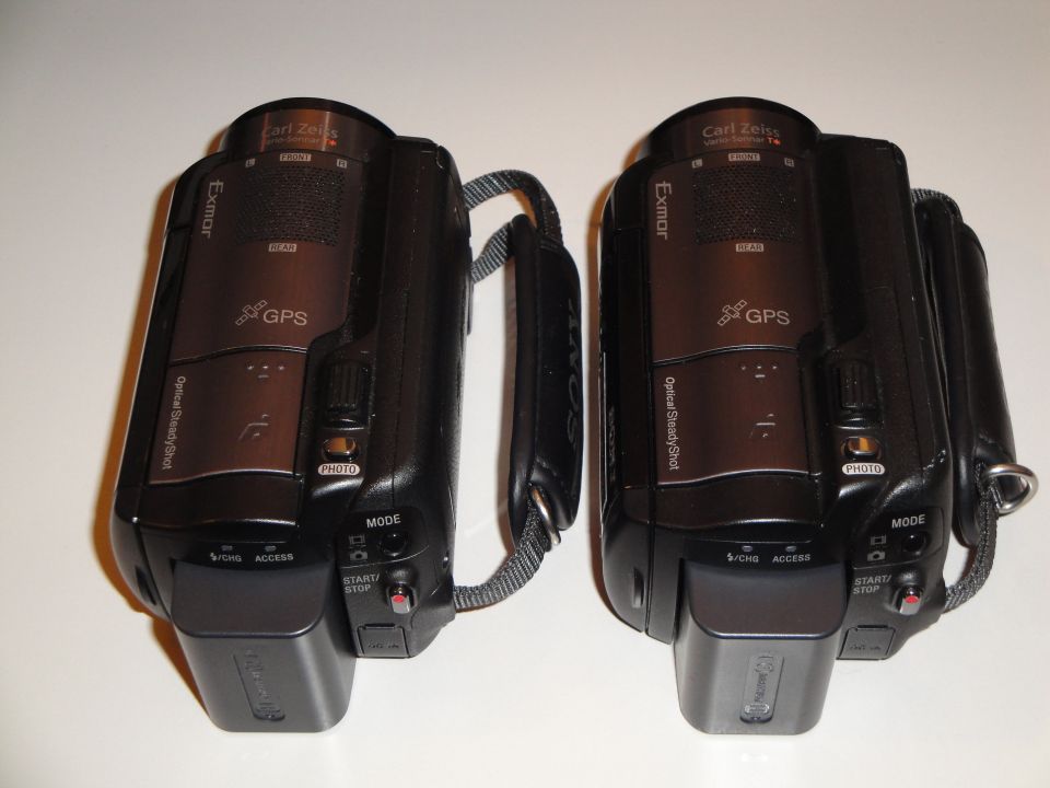 Two Sony Handycam camcorders with Carl Zeiss lenses and GPS