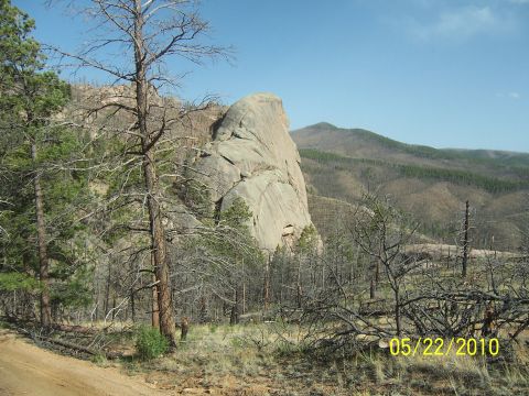1994 Ford Bronco - Rocky outcrop and dead trees in a dry landscape, dated 05/22/2010.