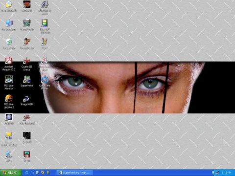 1995 Ford Bronco - This computer desktop wallpaper features a close-up of a person's eyes against a diamond plate background.