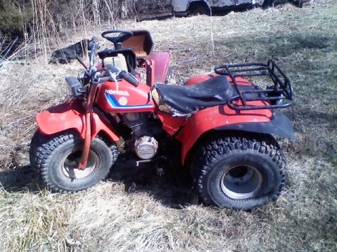 1983 Honda 200 ES BIG RED - A red 1983 Honda 200 ES BIG RED ATV sits in a grassy, outdoor area.
