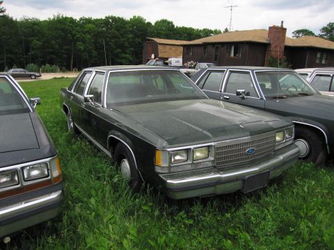 1991 Ford LTD Crown Victoria - A 1991 Ford Crown Victoria LTD is parked in a grassy lot next to other vehicles.