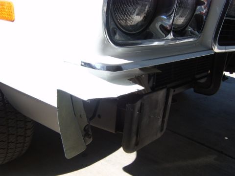 1973 Ford Ranchero - Front view of a 1973 Ford Ranchero showing damage to the bumper and a torn air dam.