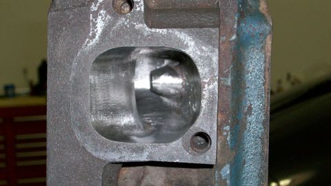 1973 Ford Ranchero - Engine cylinder head port detail, showing internal casting and bolt holes.