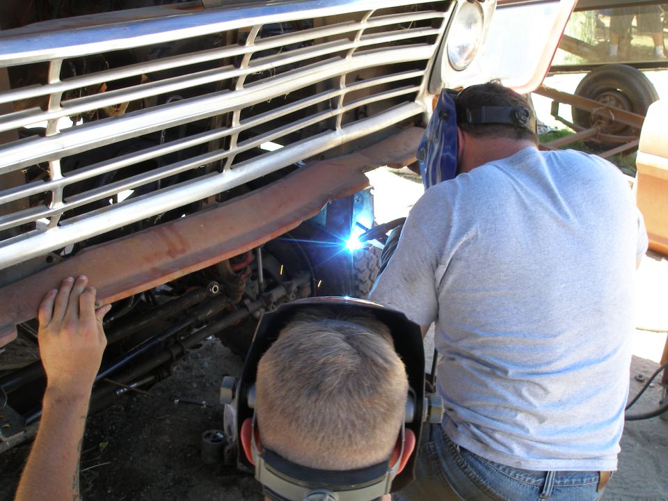 1969 Ford F-250 grille being welded