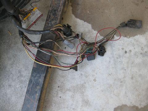 1969 Ford F-250 - A complex vehicle wiring harness with numerous wires and connectors is shown.