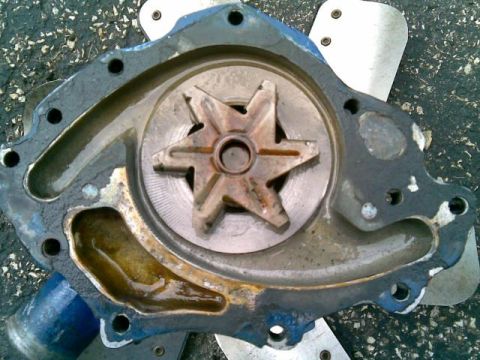 1972 Ford Ranchero - maybe they changed the impeller style over the years? but this one has been shaved in diameter to reduce cavitation at high RPM