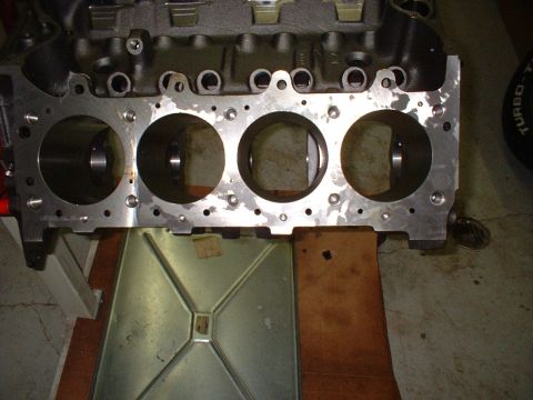 1956 Ford Crown Victoria - Close-up of an engine block, showing the cylinder bores and mounting points.
