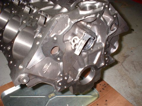 1956 Ford Crown Victoria - This is a close-up view of a bare engine block, likely undergoing rebuild or inspection.
