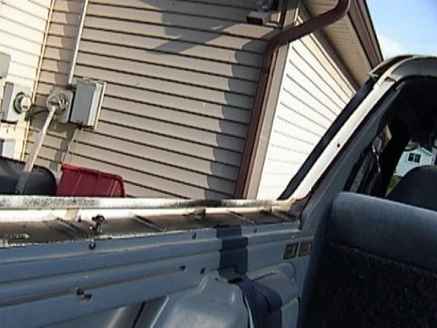 1995 Ford Bronco - Interior view of a vehicle showing signs of water damage and mold, suggesting potential neglect or disrepair.