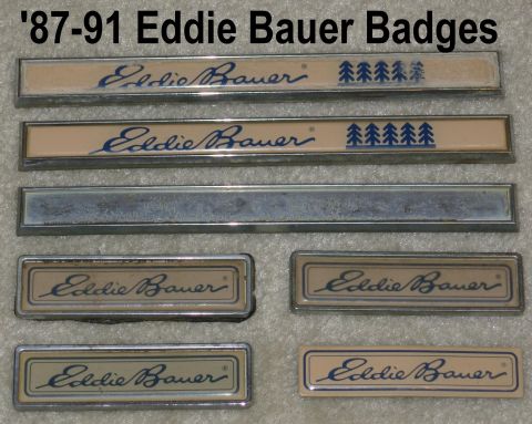 1983 Ford Bronco - '87-91 Eddie Bauer Badges IF THE IMAGE IS TOO SMALL, click it. I can't remember where the short chrome-rimmed ones came from; possibly Bron…
