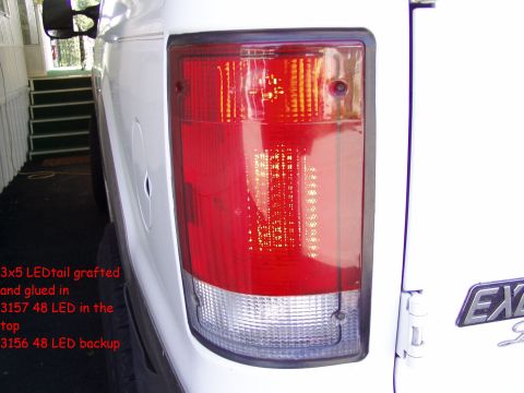 2001 Ford Excursion - Custom LED taillight modification for a Ford Excursion, detailing the specific LED parts grafted into the assembly.