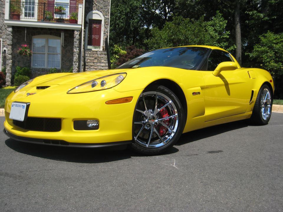 Yellow 2009 Chevrolet Corvette, 3/4 front view