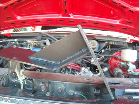 1985 Ford Bronco - Custom metal bracket installed in the engine bay.
