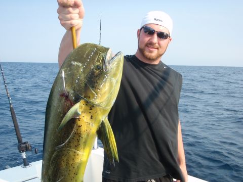 1995 Ford Bronco - A successful fishing trip yields a large dorado, caught from a boat on the open water.