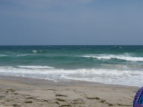 1995 Ford Bronco - The ocean meets the shore with waves breaking on a clear day.