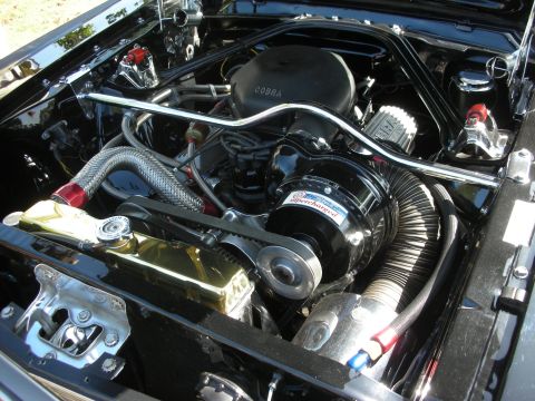 1992 Ford Crown Victoria - The engine bay features a supercharged Cobra engine with prominent braided hoses and chrome detailing.