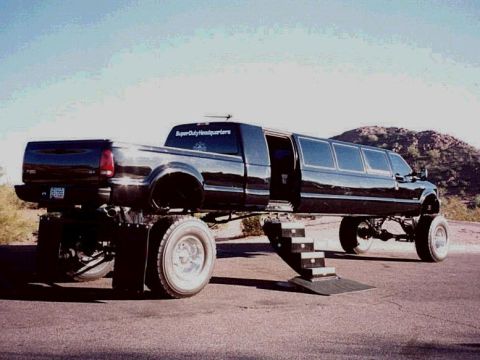1995 Ford Bronco - This custom-built truck limo features an extended passenger cabin and a unique step-entry system.