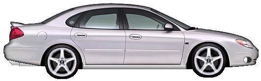 Silver sedan with a spoiler on the trunk and five-spoke wheels
