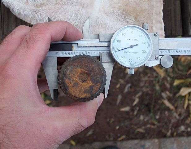 Approx 1.47" around the splines themselves