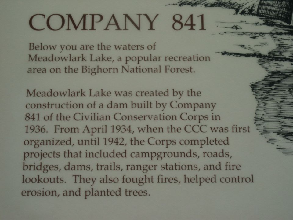 Sign about Meadowlark Lake and the Civilian Conservation Corps