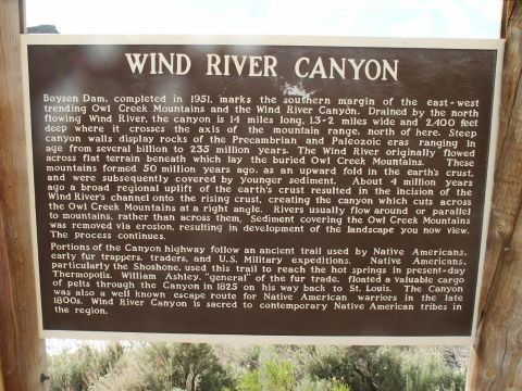 2000 Ford F-250 - Informational sign about Wind River Canyon, including its geological formation and historical significance.