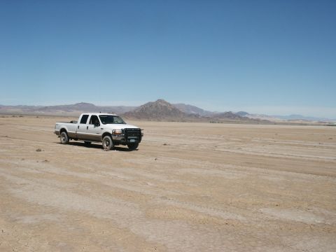 2000 Ford F-250 - Soda Dry Lake. HOT here....110. Windy.