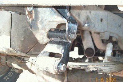 1990 Ford Bronco - Rear view of shackle flip. Expect approx 5" of lift over stock.