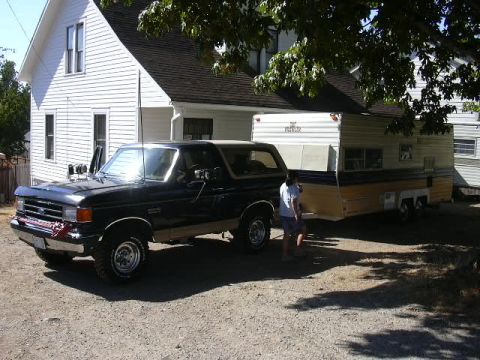1991 Ford Bronco - Ready to go. Just painted the stripe on the trailer to match the Bronco.